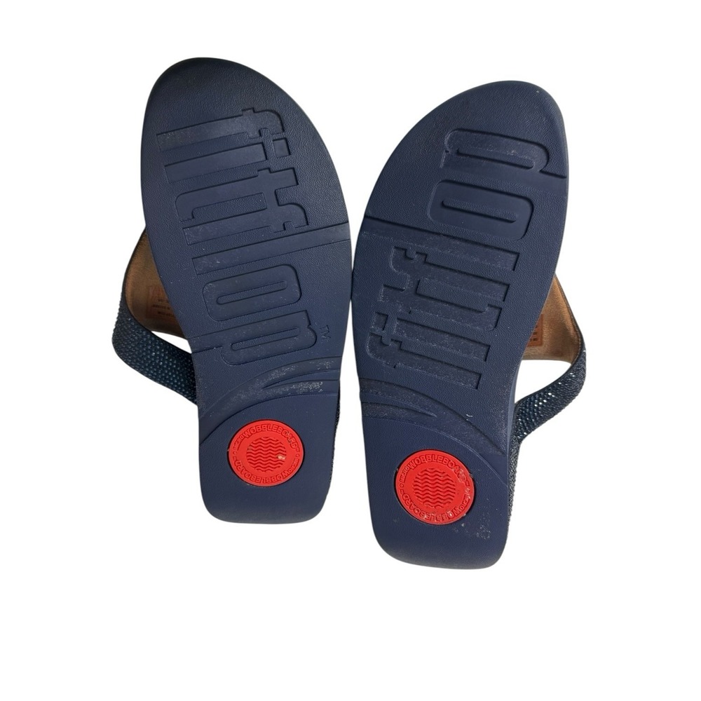 Fitflop Lottie Shimmer Crystals T82-399 Navy Blue Toe Post Thong Womens 7 - Picture 6 of 8